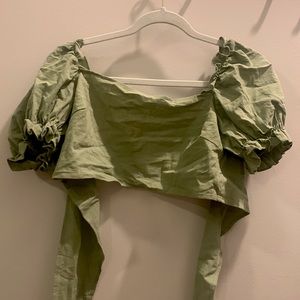 Green Tie Back Shein Top